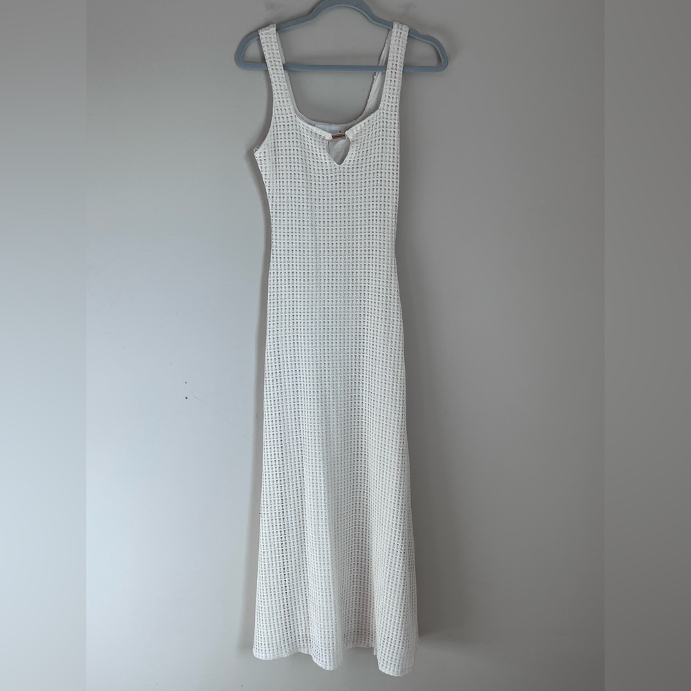 ZARA‎ CROCHET KNIT LONG MAXI DRESS EUC Cream Off White Sz XS - Picture 2 of 9
